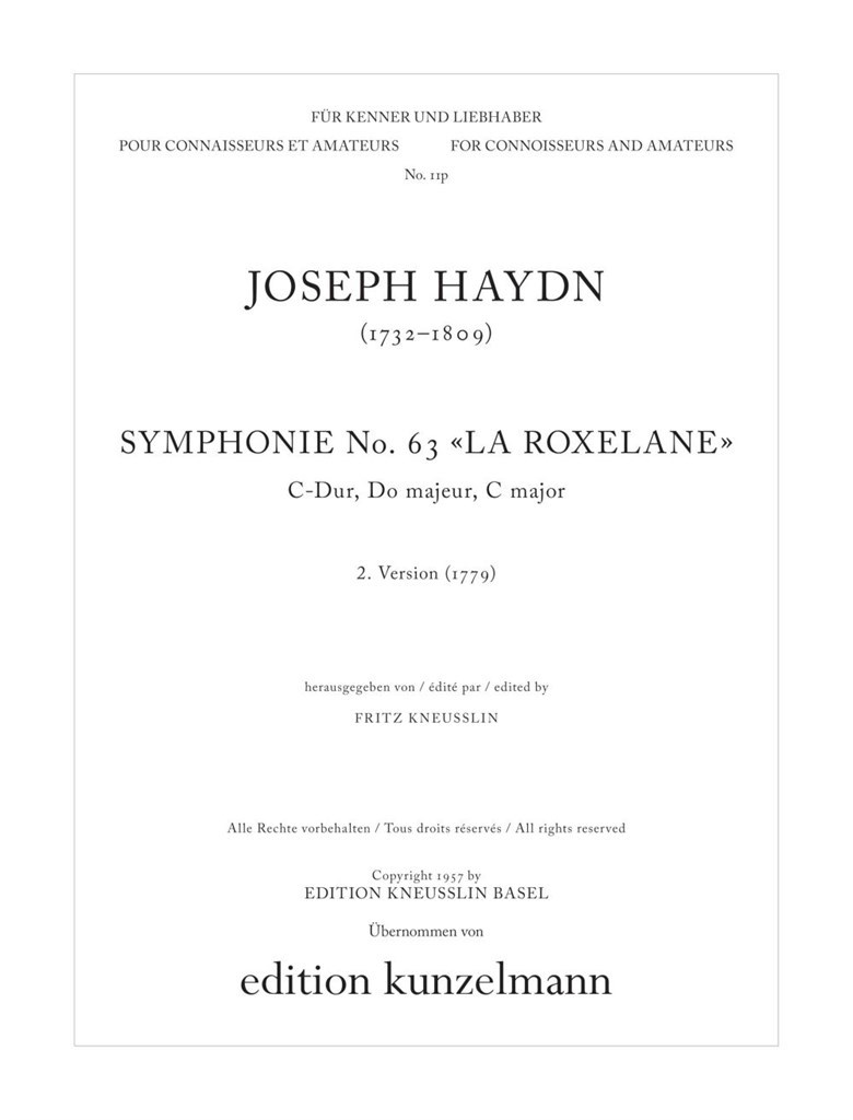 Sinfonie Nr. 63 - 2. Version (1779)